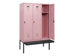 locker met bank,HxBxD 1950x1200x815mm,3vak,vak B 400mm,draaigrendel