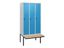 locker met bank,HxBxD 1950x900x815mm,3vak,vak B 300mm,draaigrendel