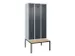 locker met bank,voor scheiding van kleding,HxBxD 2120x900x815mm,3vak