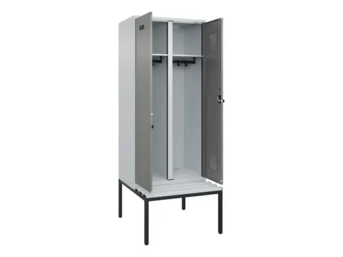 locker met bank,voor scheiding van kleding,HxBxD 2120x800x815mm,2vak