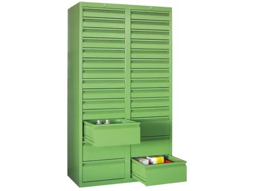 ladekast HxBxD 1800x1000x500mm 28laden RAL7035 front RAL5010