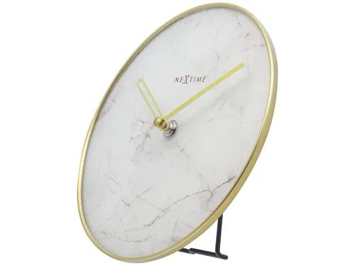 Tafelklok Ø 20cm Glas / Metaal Wit 'Marble'