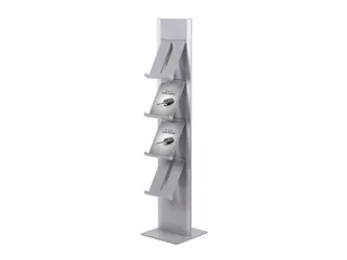 Brochurerek Totem Zilver Met Stalen Legplanken - 1