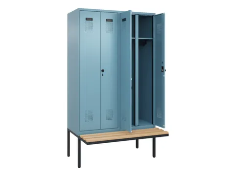 locker met bank,voor scheiding van kleding,HxBxD 2120x1200x815mm,4vak
