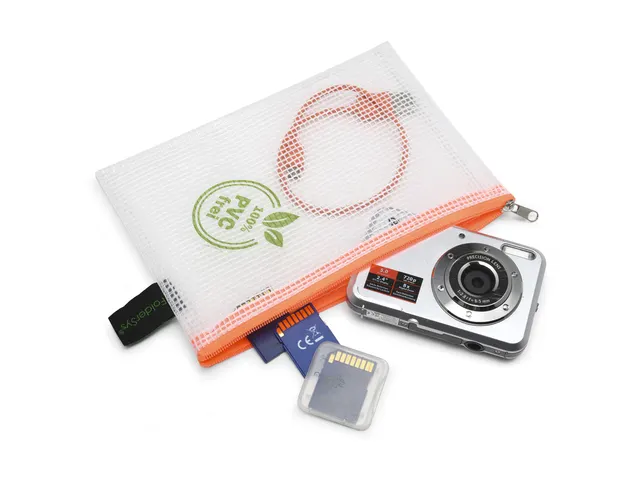 etui A6 PVC-vrij transparant met oranje ritssluiting