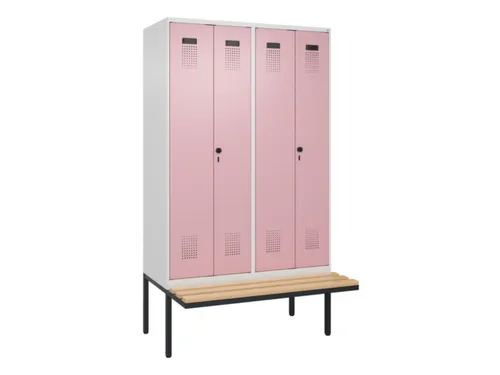 locker met bank,voor scheiding van kleding,HxBxD 2120x1200x815mm,4vak
