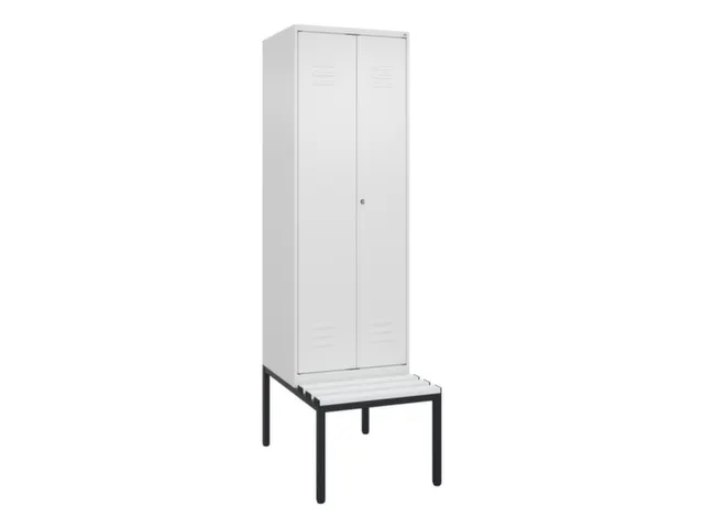 PBM-locker met bank,HxBxD 2120x600x815mm,2vak,vak B 300mm,cil.-slot
