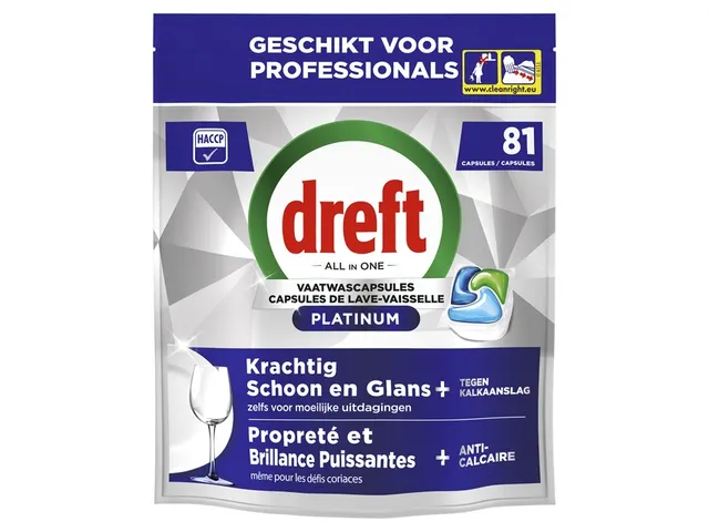 Vaatwastabletten Dreft All-in-1 professional Platinum regular 81 stuks