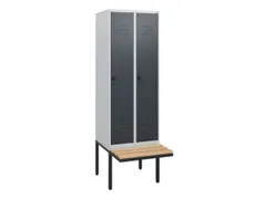 locker met bank,HxBxD 1950x600x815mm,2vak,vak B 300mm,draaigrendel