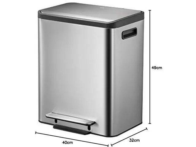 Afvalbak EKO EcoCasa Recycler pedaalemmer 15+15 liter RVS
