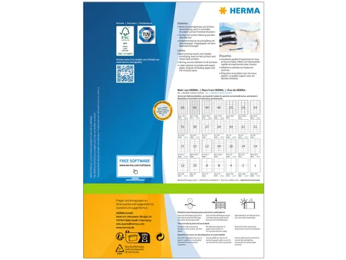 HERMA 4461 Premium etiketten A4 52,5x29,7mm Wit 4000 stuks