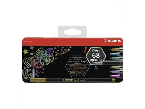 Pen 68 metallic viltstift 8 kleuren metalen