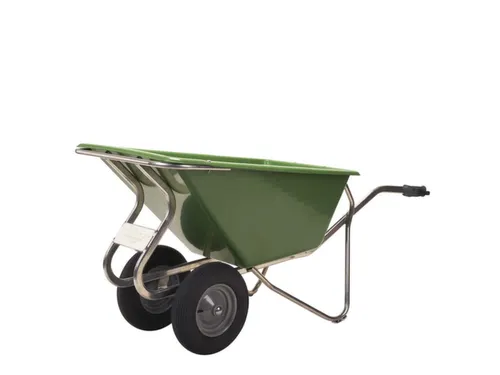aluminium kruiwagen,160l,HxBxD 800x680x1600mm,PP-bak,groen,aluminium