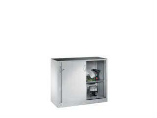 schuifdeurkast,HxBxD 1000x1200x400mm,romp RAL7035,front RAL7035 - 1