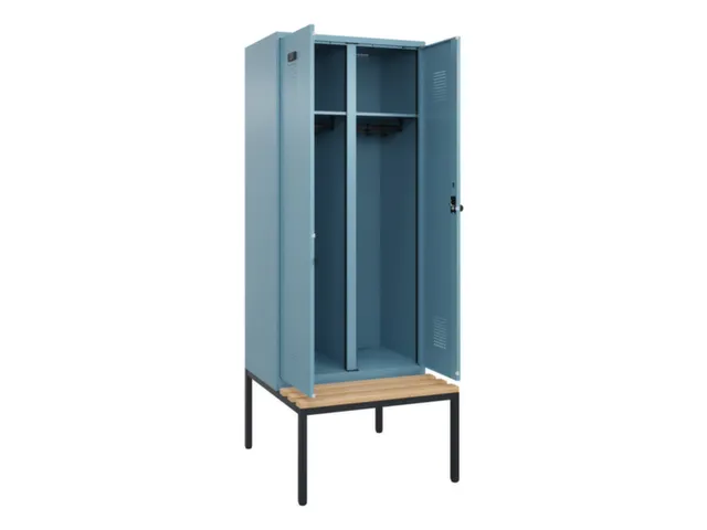 locker met bank,voor scheiding van kleding,HxBxD 2120x800x815mm,2vak
