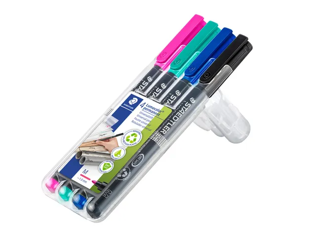 Viltstift Staedtler Lumocolor 317 permanent M set à 4 kleuren