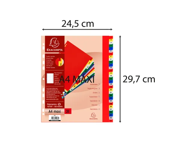 Tabbladen PP A4+ bedrukt 1-31 ass