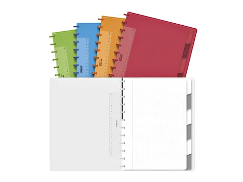 Schrift Adoc A4 ruit 4x8mm 144 pagina's 90gr met 6 tabbladen assorti
