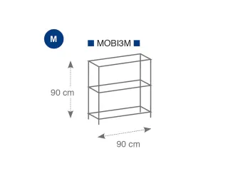 MOBI3M Opbergrek metaal met 3 planken 90 x 90 x 35 cm. - 5