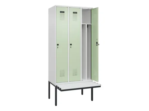 locker met bank,voor scheiding van kleding,HxBxD 2120x900x815mm,3vak