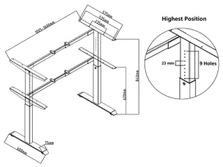 Verstelbaar Bureau Frame Wit 160Cm - 4
