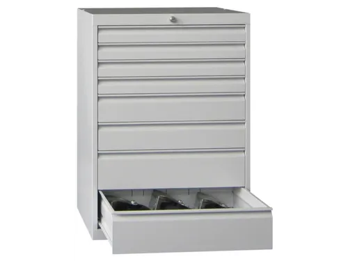 ladekast,HxBxD 1000x715x600mm,8lade(n),cil.-slot,RAL7035,front RAL3000