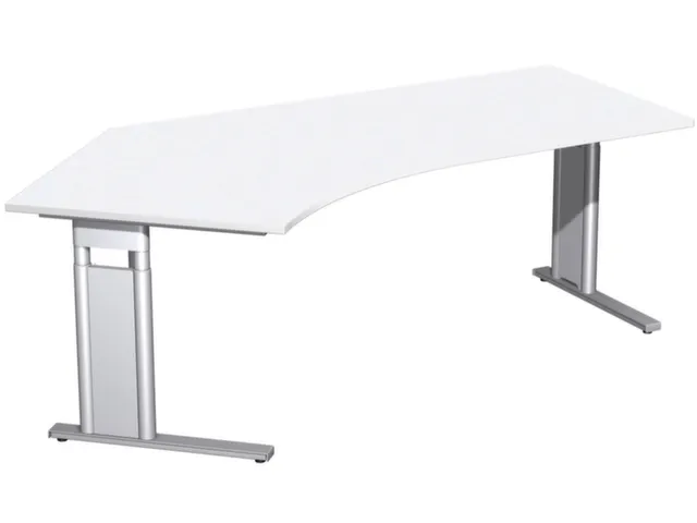 Bureau d’angle 680-820x2166x1130mm retour à gauche blanc pieds en C