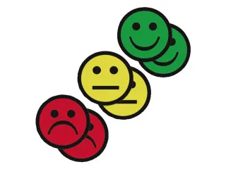 Magneet smiley 50mm 2x geel 2x groen 2x rood - 2