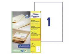 Etiket Avery Zweckform LR3478 210x297mm A4 recycled Wit 100 stuks