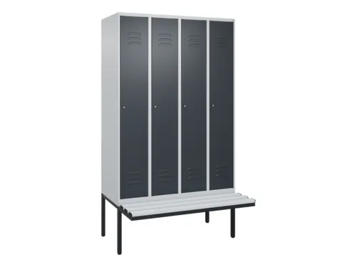 locker met bank,HxBxD 2120x1200x815mm,4vak,vak B 300mm,cil.-slot