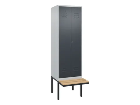 PBM-locker met bank,HxBxD 2120x600x815mm,2vak,vak B 300mm,cil.-slot