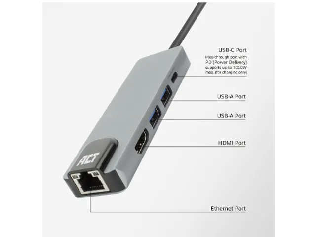 Dockingstation ACT USB-C 4K voor 1 HDMI monitor