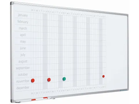 Magnetisch Planbord 60x120cm Softline 8mm Jaar Engels
