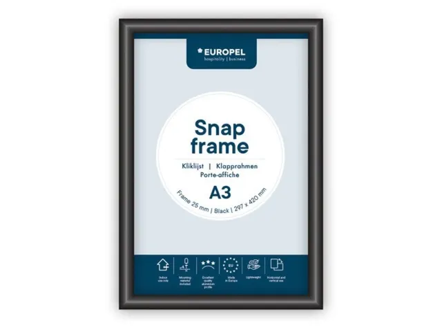 Cadre clipsable Europel A3 25mm noir