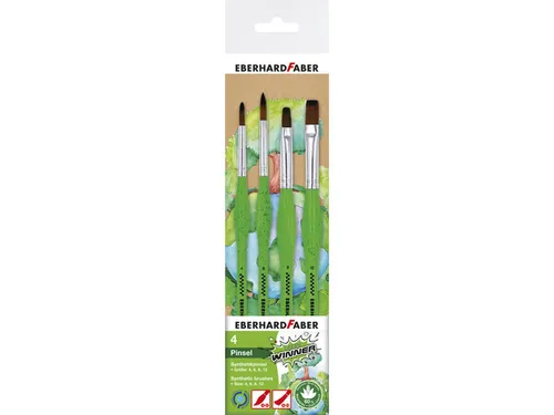 Penselenset Eberhard Faber Green Winner 4st. Rond/plat 4,6,8 en 12, sy
