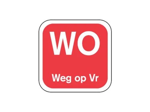 Label WO weg op VR Rood Afwasbaar d oos 1.000st
