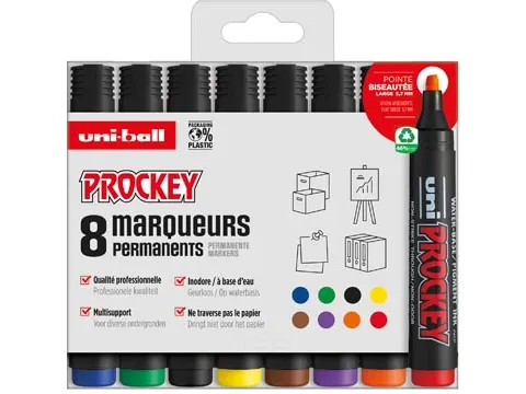 permanent marker Prockey PM-126 etui van 8 stuks