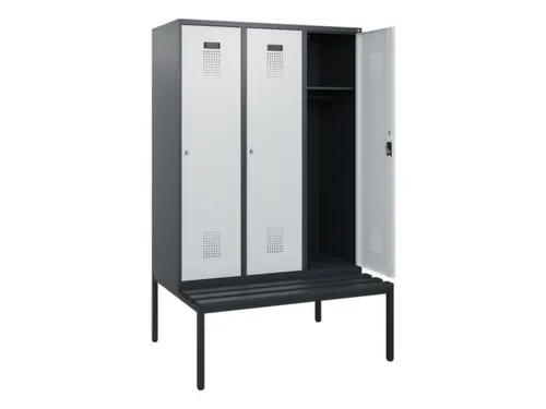 locker met bank,HxBxD 1950x1200x815mm,3vak,vak B 400mm,cilinderslot