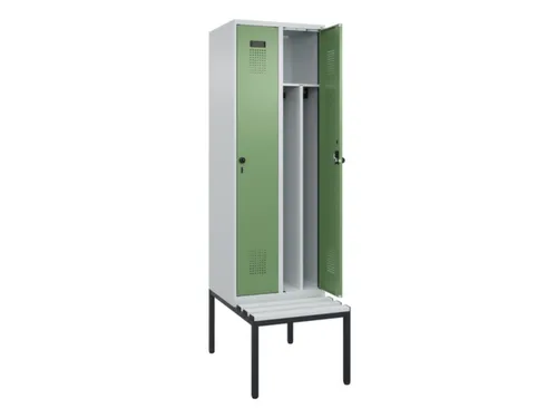 locker met bank,voor scheiding van kleding,HxBxD 2120x600x815mm,2vak