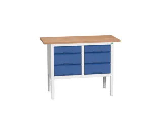 werkbank,HxBxD 830-930x1250x600mm,multiplexblad,uitrusting: 6lades - 1