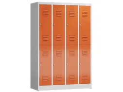 Dubbeldekse garderobekast 1800x1185x500mm 4x2vak klink RAL7035 RAL3000