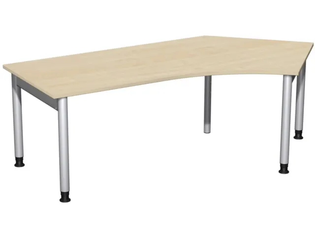 In hoogte verstelbaar hoekbureau 680-800x2166x1130mm esdoorn zilver