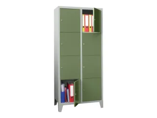 lockerkast,HxBxD 1850x800x500mm,2x4vakken,RAL7035,front RAL6011 - 2