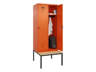locker met bank,HxBxD 2120x800x815mm,2vak,vak B 400mm,draaigrendel - 1