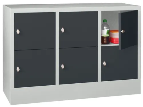 lockerkast,HxBxD 855x1200x500mm,3x2vakken,RAL7035,front RAL7016