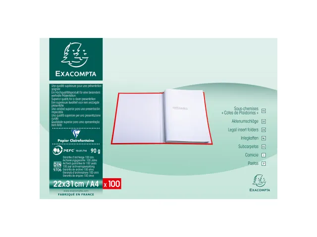 100 'Pleidooimappen' 22x31cm lichtgeel Wit Franstalig