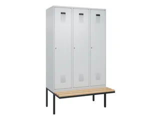 locker met bank,voor scheiding van kleding,HxBxD 2120x1200x815mm,3vak - 2