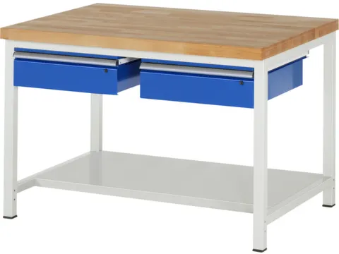 werkbank,HxBxD 840-1040x1250x900mm,beukblad,draagverm. 1250kg,4voeten