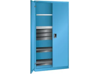 universele kast,HxBxD 1950x1000x580mm,4xStalen bodem,3lade(n),key lock - 1