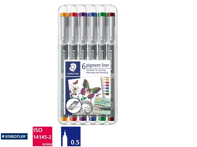 Fineliner Staedtler 308 Pigment 0,5mm assorti set 6 pièces